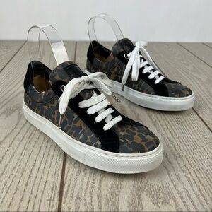 Bellstaff Dagenham Leopard Canvas/Suede Low Top Sneakers US5/35 Tasmin Gold $555